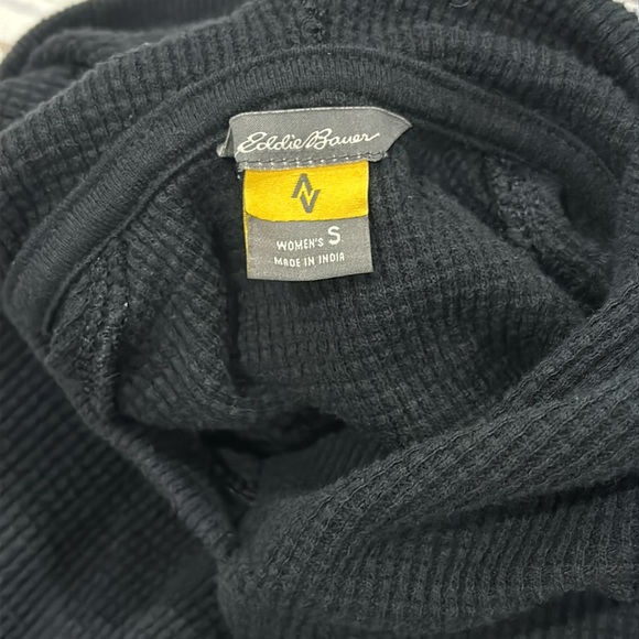Eddie Bauer Waffle-Knit Hoodie  Black  (S) - Picture 3 of 6